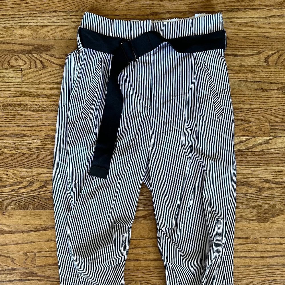 Rag & Bone Pinstriped High Belted Beach Capri Pants Women's Size 2